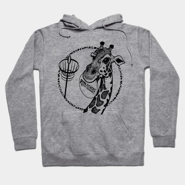 Rimpa Disc Golf Giraffe, BLACK PRINT Hoodie by Uberfy